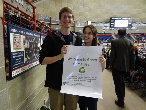 OEP Interns Emily and Eric "man the can" to direct waste and recycling into the correct bins